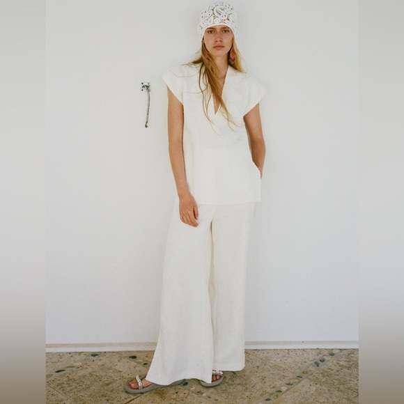 LACE TRIM LINEN TOP & PANTS LIMITED EDITION SIZE L- REF. 7953/936 & 3239/936 - Picture 1 of 16